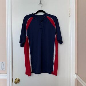 Augusta Men's Blue Red White Pullover Short Sleeve Athletic T-Shirt, Size XL
